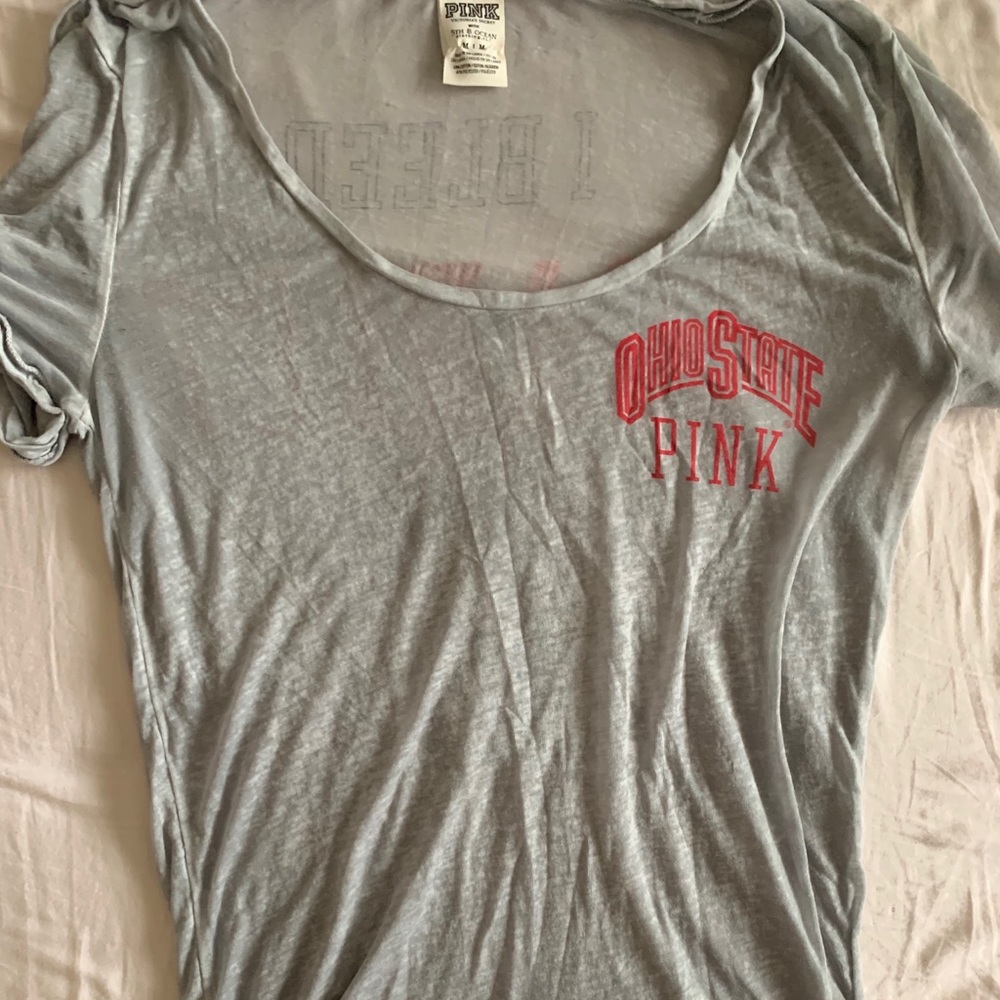 VS PINK Ohio State Sheer Short Sleeve Tshirt